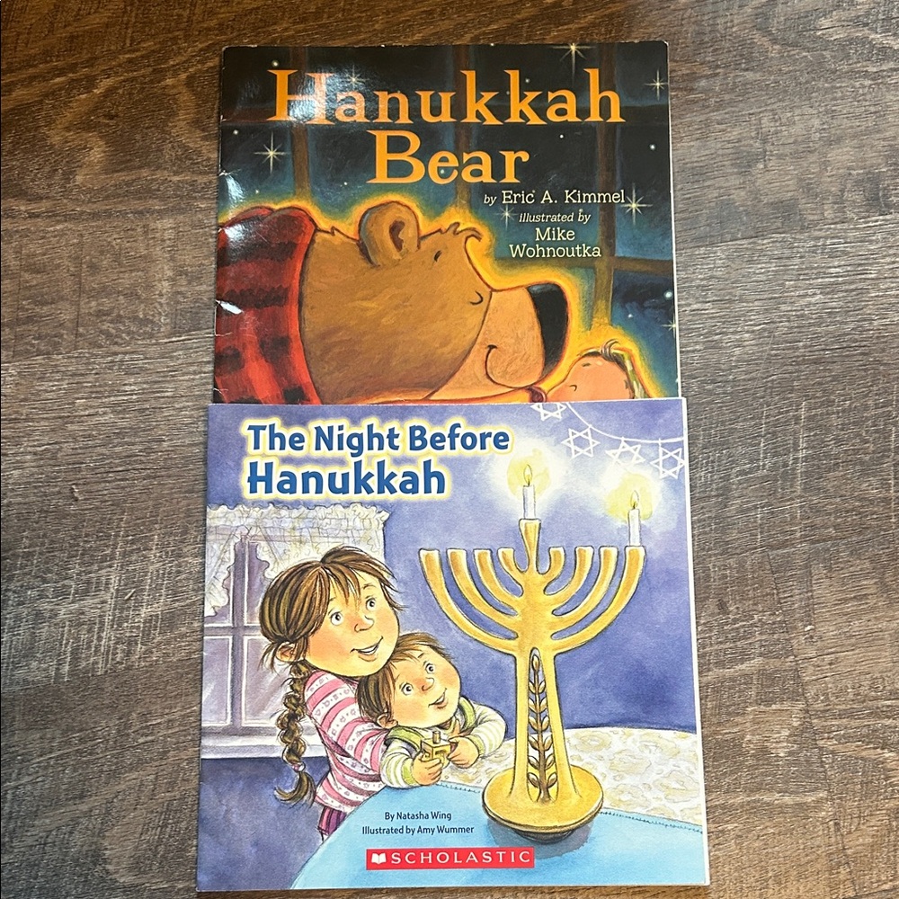 Scholastic Hanukkah Bear and The Night Before Hanukkah Books - Blue and Yellow